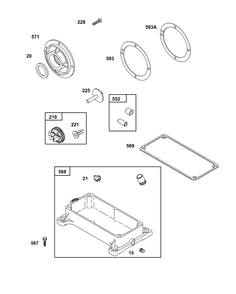 Crankcase Cover/Sump Group Diagram and Parts List for 243431-3135-08  Briggs and Stratton Engine